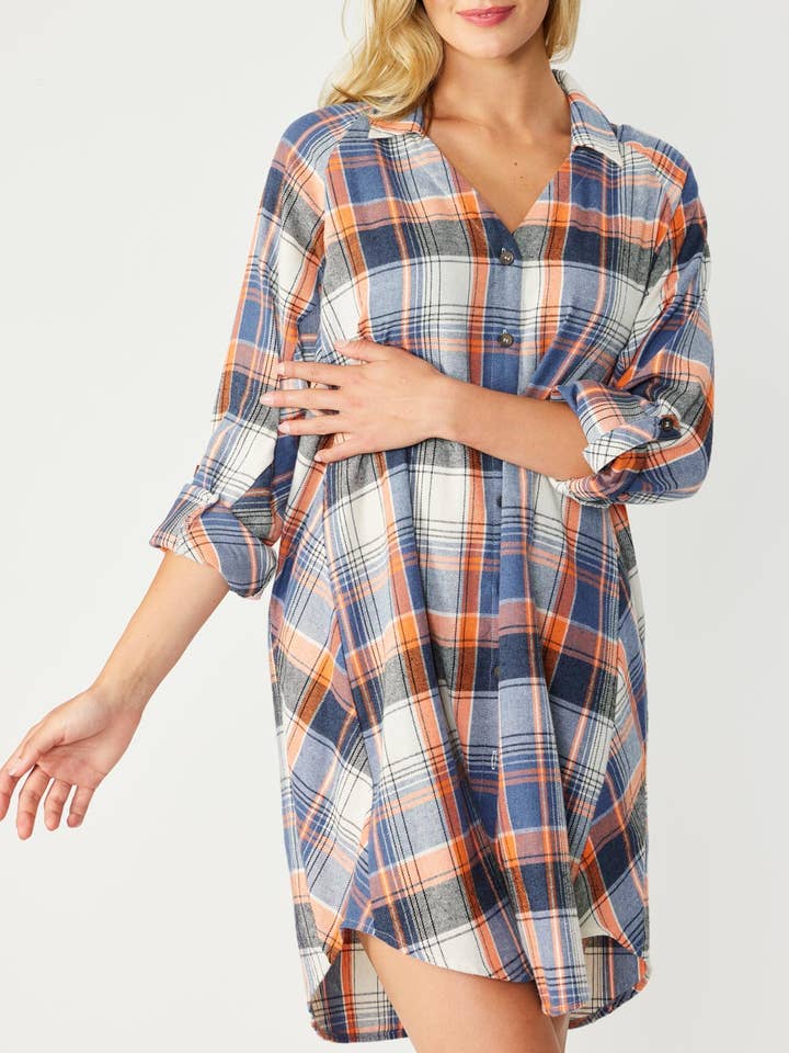 ID4252 - OVERHEMDJURK MET GERUITE PRINT EN KNOOPSLUITING voor wholesale door FSL Apparel