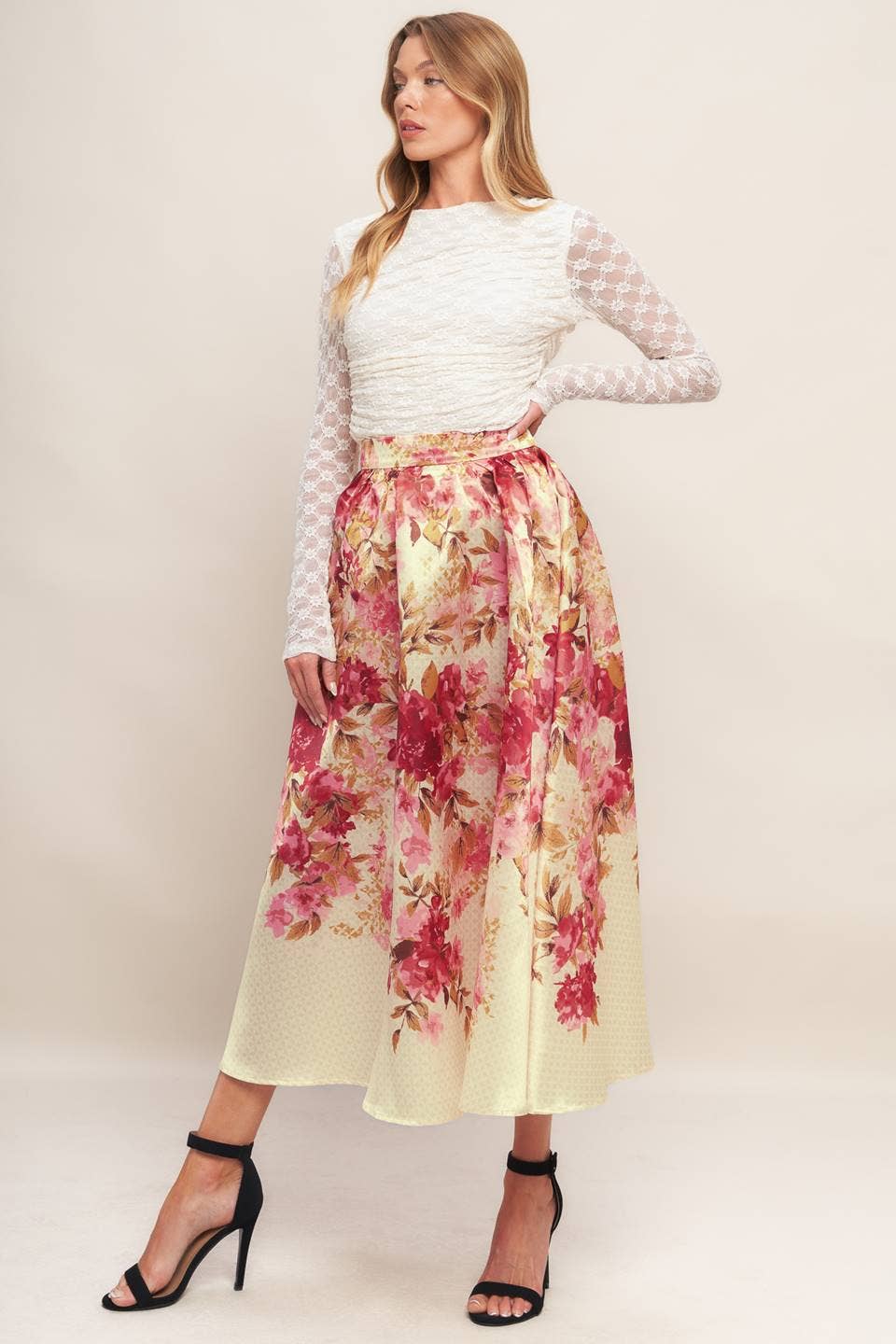 IVORY A printed woven full midi skirt - IK7705 for wholesale on Faire5