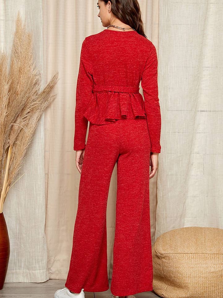 Shopin LA - Wholesale Top & Pant Set (NOT Loungewear) - Women's - BC21020 - WEMEN COMFY WRAP SILHOUETTE WIDE LEG PANTS SET