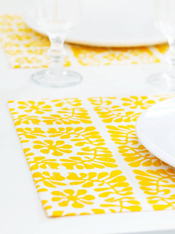 Tovaglietta in lino stonewashed PALOMA | Giallo per la vendita all'ingrosso da parte di öökülm