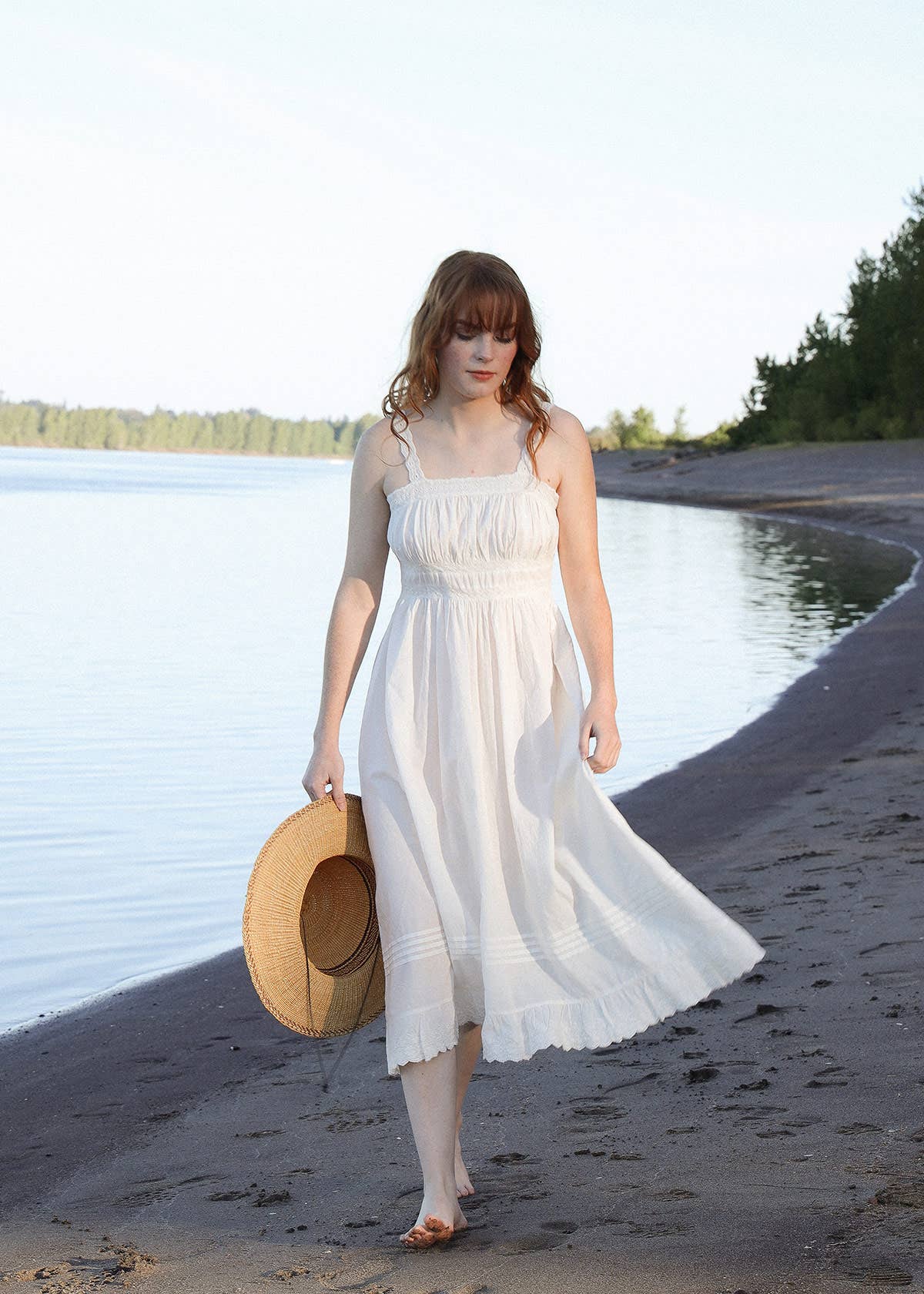 Atèlette - Wholesale Dress - Women's - White Cotton and Lace Midi Sundress - Seville Dress3