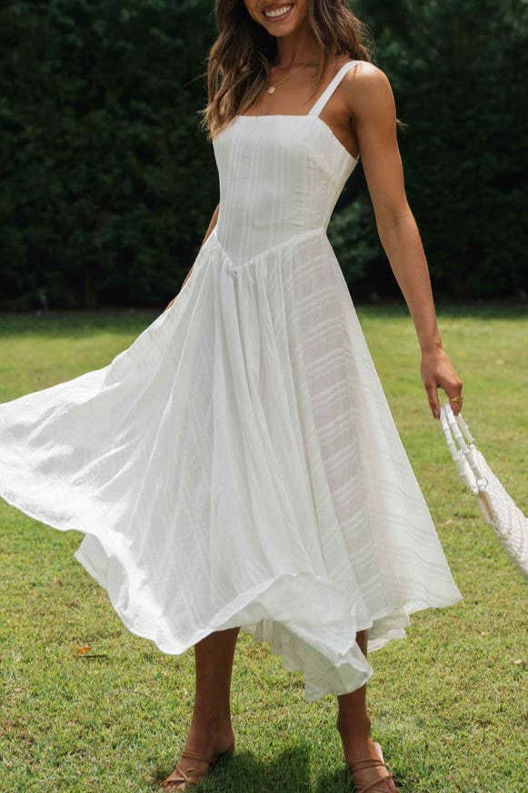 White Strappy Fit & Flare Dress for wholesale on Faire9