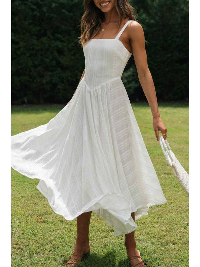 White Strappy Fit & Flare Dress for wholesale on Faire9