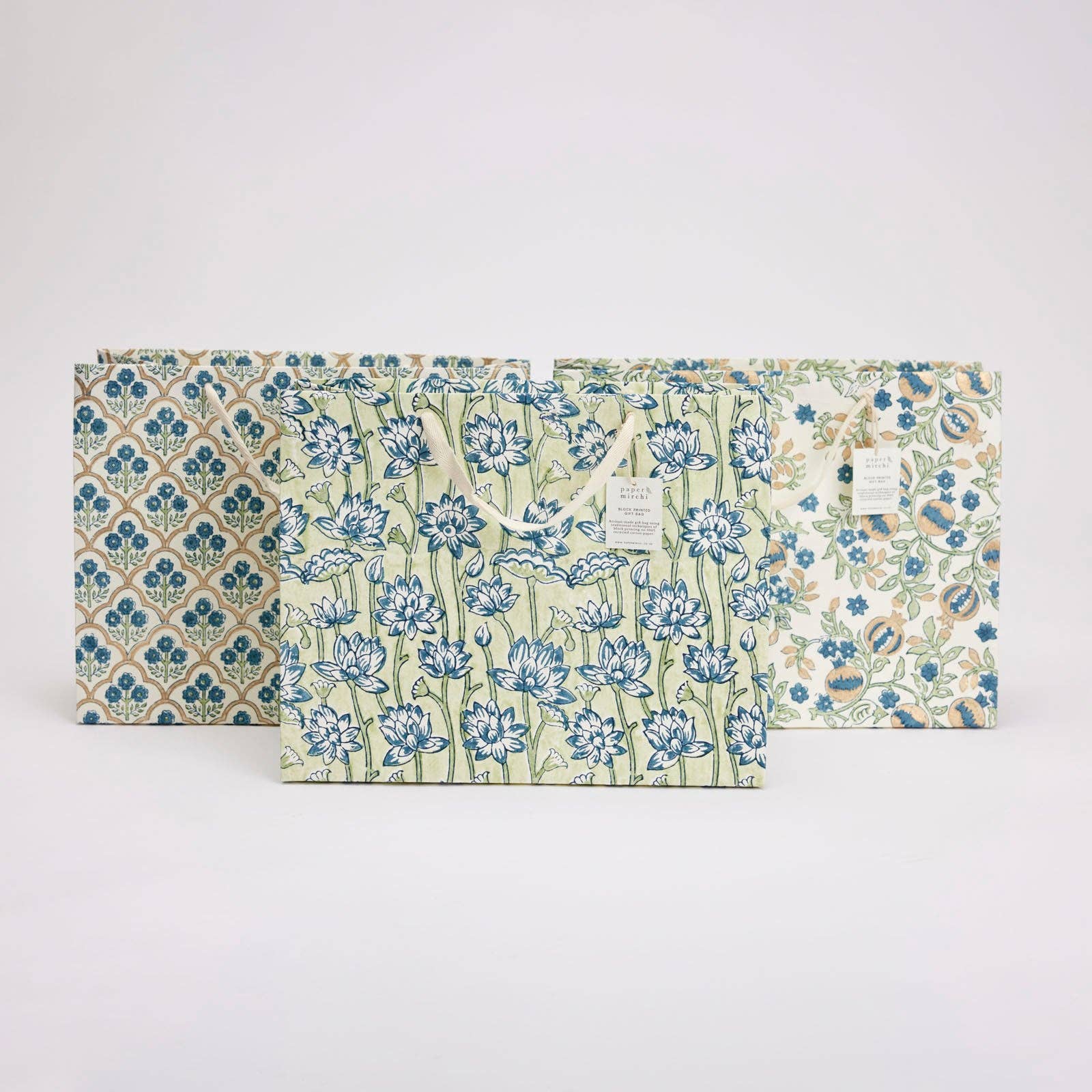 Paper Mirchi - Wholesale Gift Bag - Hand Block Printed Gift Bags (Large) - Indigo1