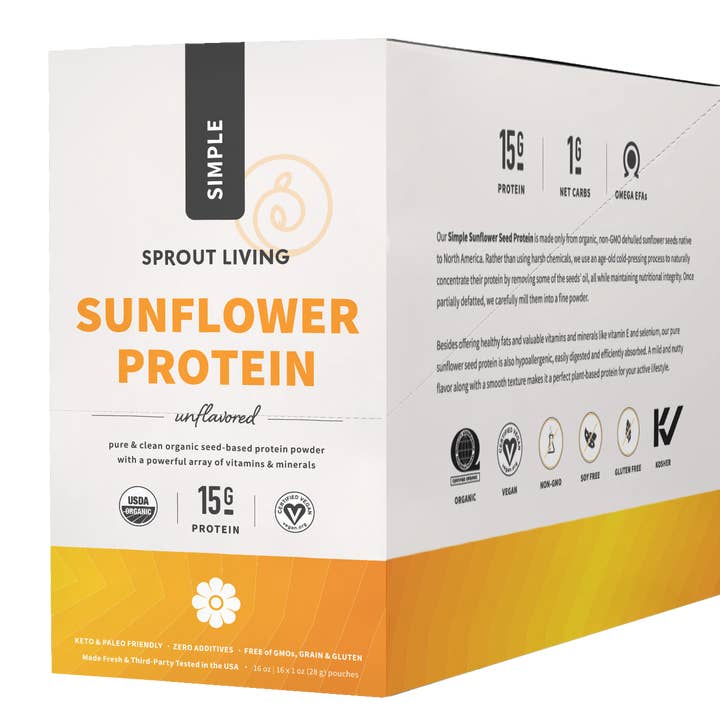 Simple Protein | Organic Sunflower Seed Protein, 16CT DB for wholesale by Sprout Living