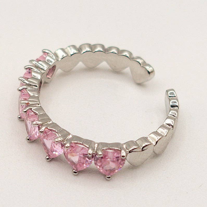 Daemon srls - Wholesale Multi-Stone Ring - JENNY- cuori orizzontali ~ ANELLO REGOLABILE con cubic zirconia a forma di cuore16