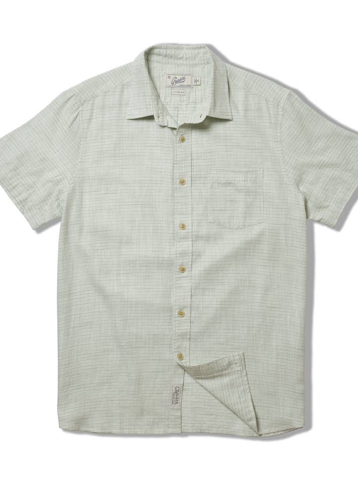 Leichtes Power Loom Kurzarmhemd - Grün gestreift für den Großhandel von Grayers