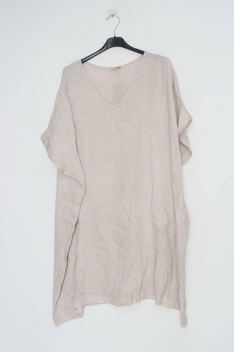 Lea & Luc - Grandes Tailles - Vendita all'ingrosso Vestito - Donna - Vestito in lino taglie comode con scollo a V2