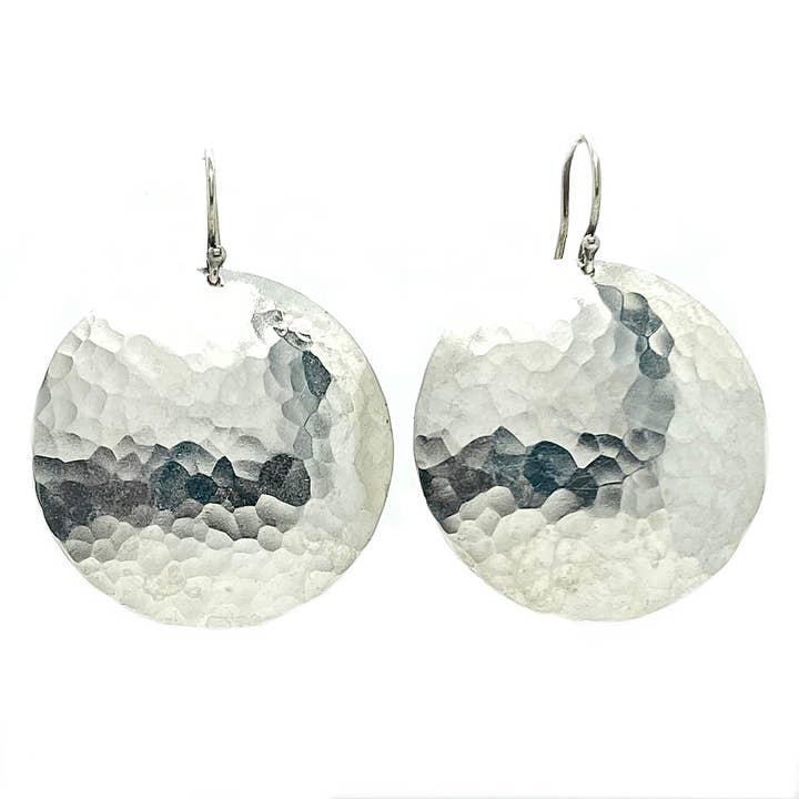 Boucles d'oreilles Full Moon en argent sterling | Boucles d'oreilles Moon Phase pour la vente par Alison Morse