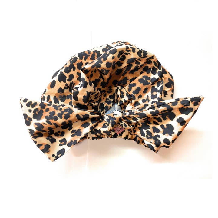 Mia Shower Cap w/ Tie Shower Caps - Leopard for wholesale by Mia