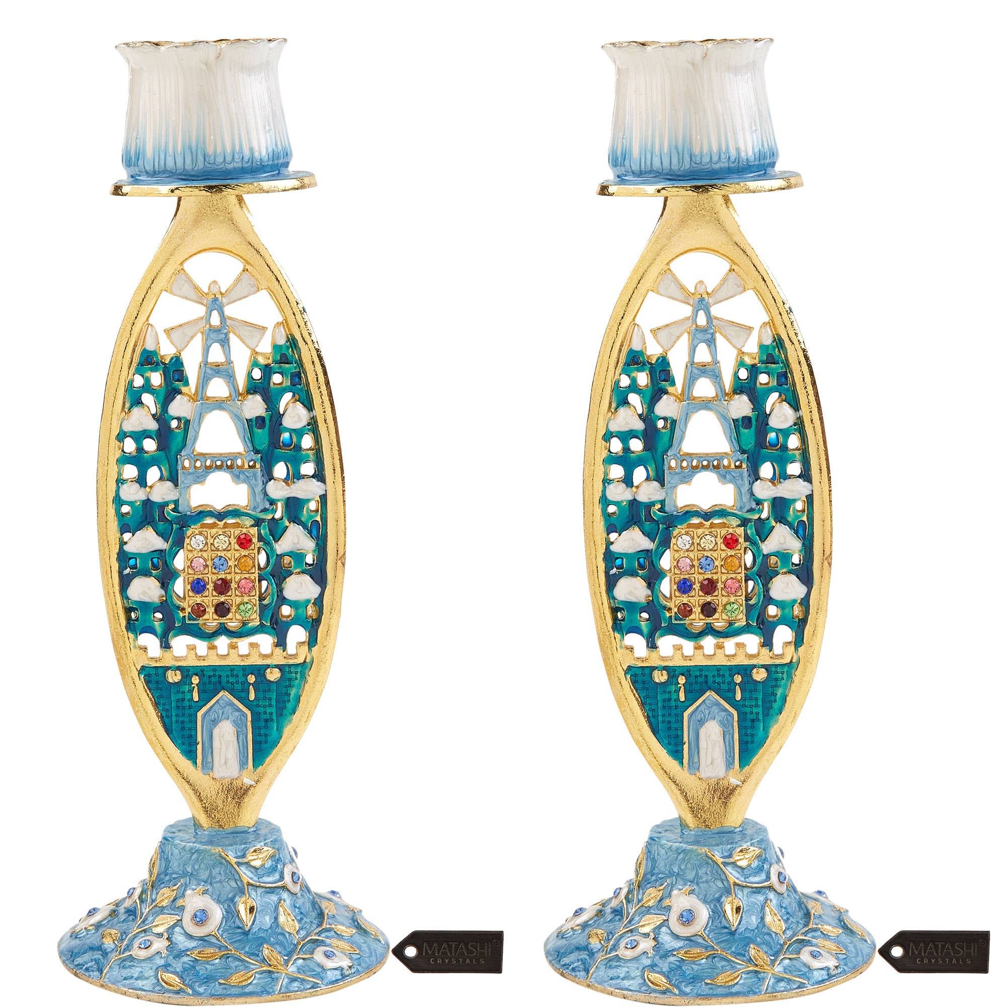 Matashi - Wholesale Kaarsenhouder - Matashi Shabbat kandelaar (2-delige set) met stadsbeeldontwerp0