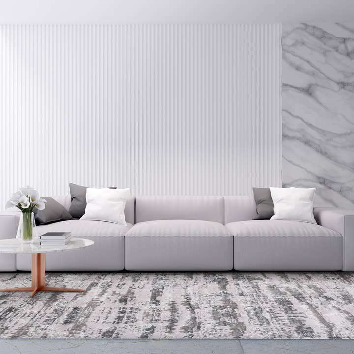 Amazing Rugs - Wholesale Area Rug - "MILANO HOME" Manhattan Silver Woven Washable Area Rug