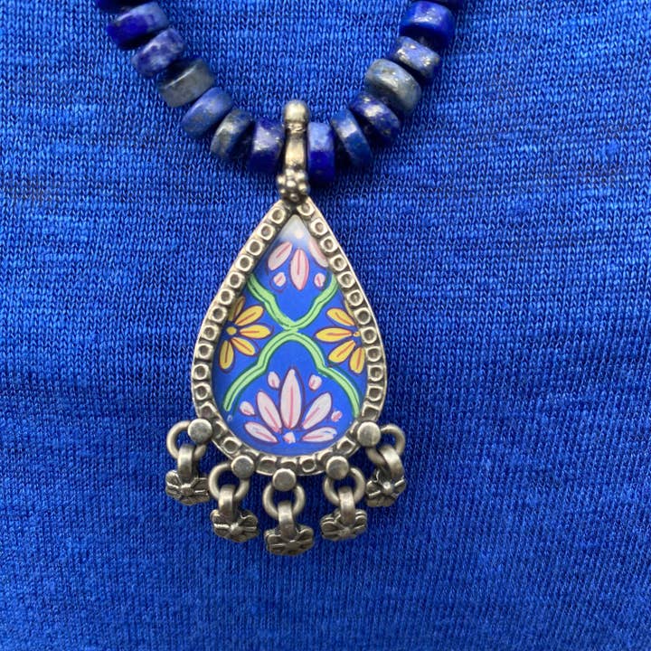 Jen Stock Mindful Designs - Wholesale Pendant/Charm Necklace - Block Print Beaded Necklaces30