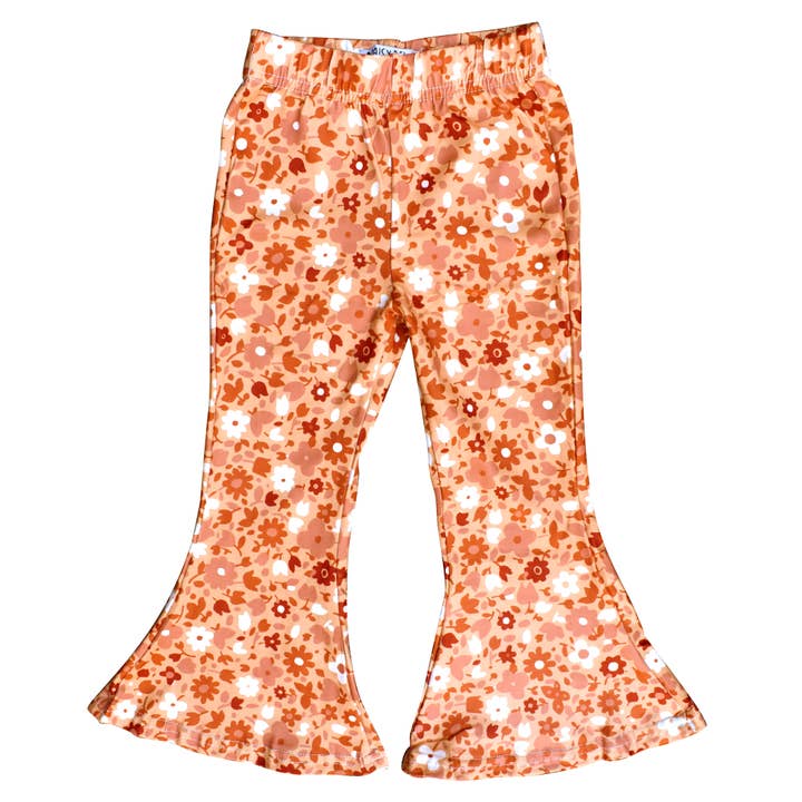 Little Girl's Bell Bottoms - Gold Floral for wholesale by Daisy Del Sol
