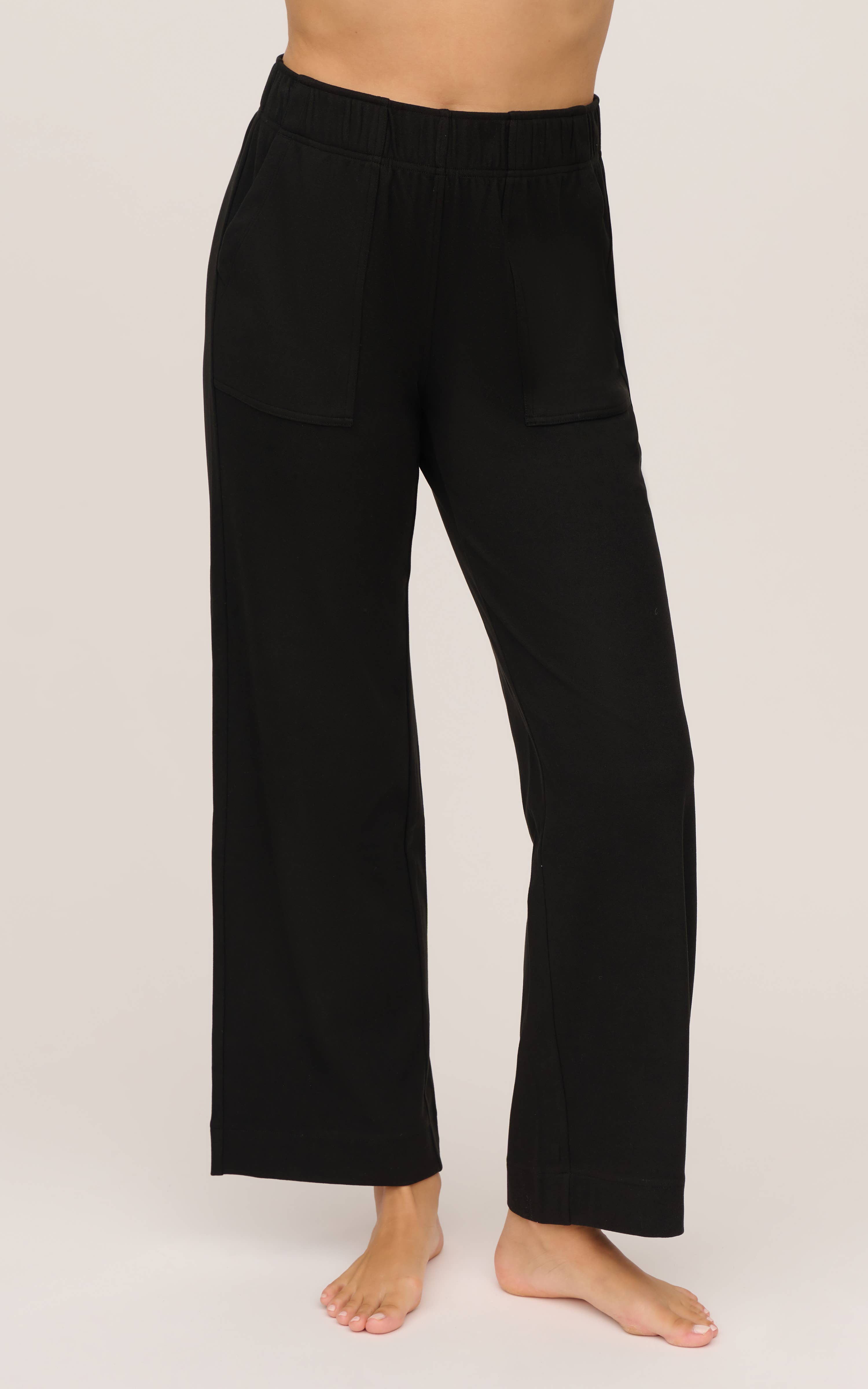 90 Degree by Reflex & Yogalicious - Wholesale Pants - Women's - Women's Marled Wide Leg Pants with Back Pocket1