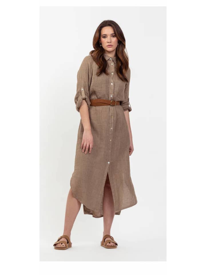 LÉA & LUC - Wholesale Dress - Women's - Long shirt dresses in 100% Linen REF. 148451