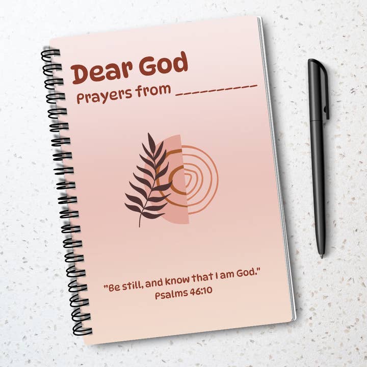 Gebedsdagboek - "Lieve God" Boho-ontwerp met Psalm 46:10 voor wholesale door SE Art and Designs