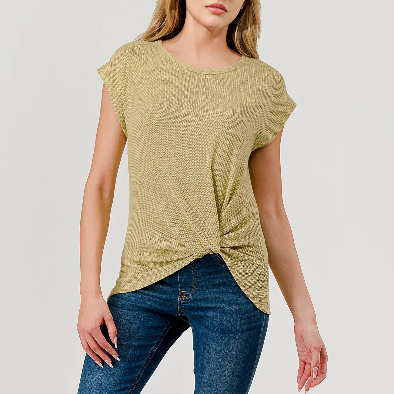 Heimious - Vente Haut en maille – femme - Haut en tricot à manches courtes et nœud décollé, T8057