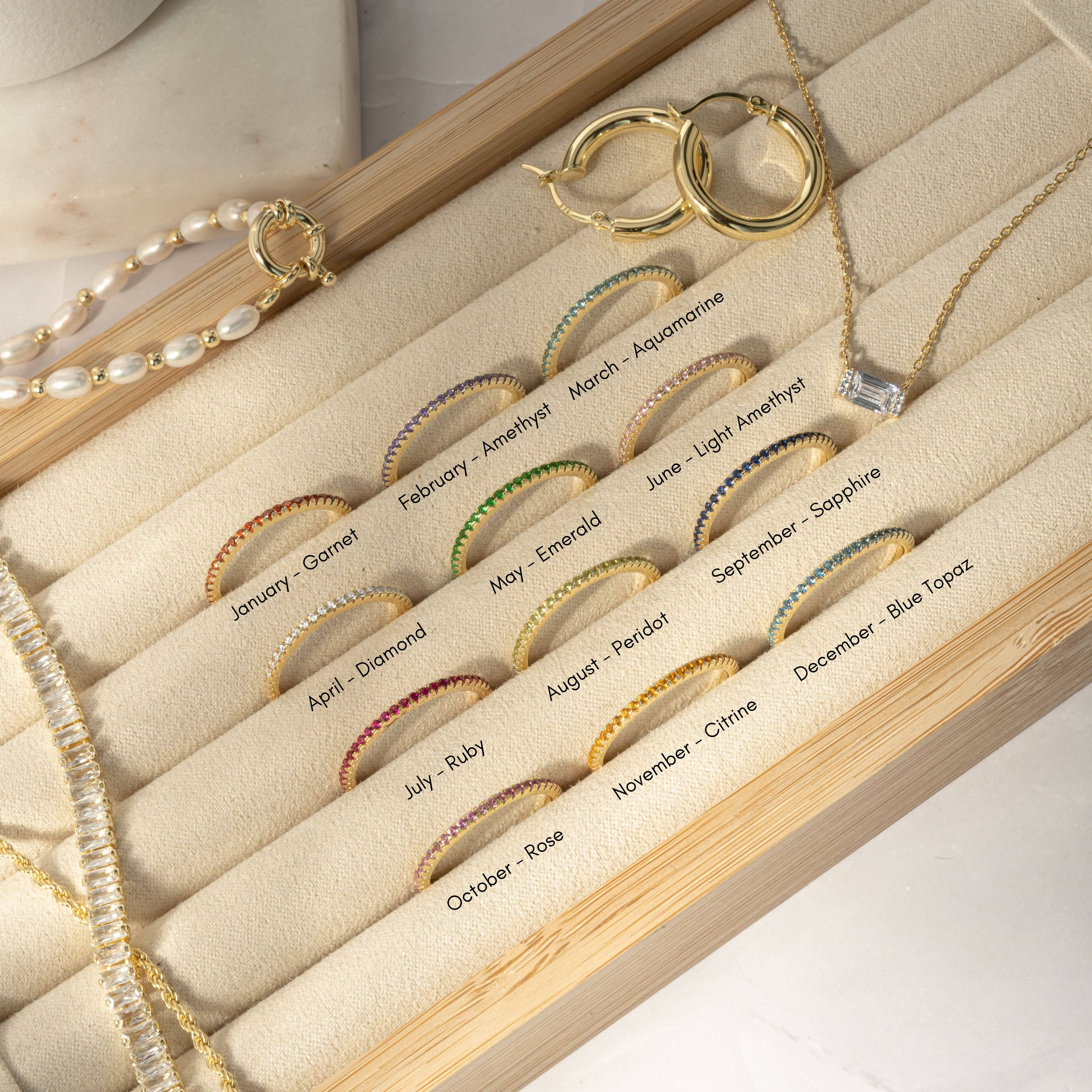 Sami Jewels - Wholesale Band/gestapelde ring - Gouden Eternity Birthstone-ringen2