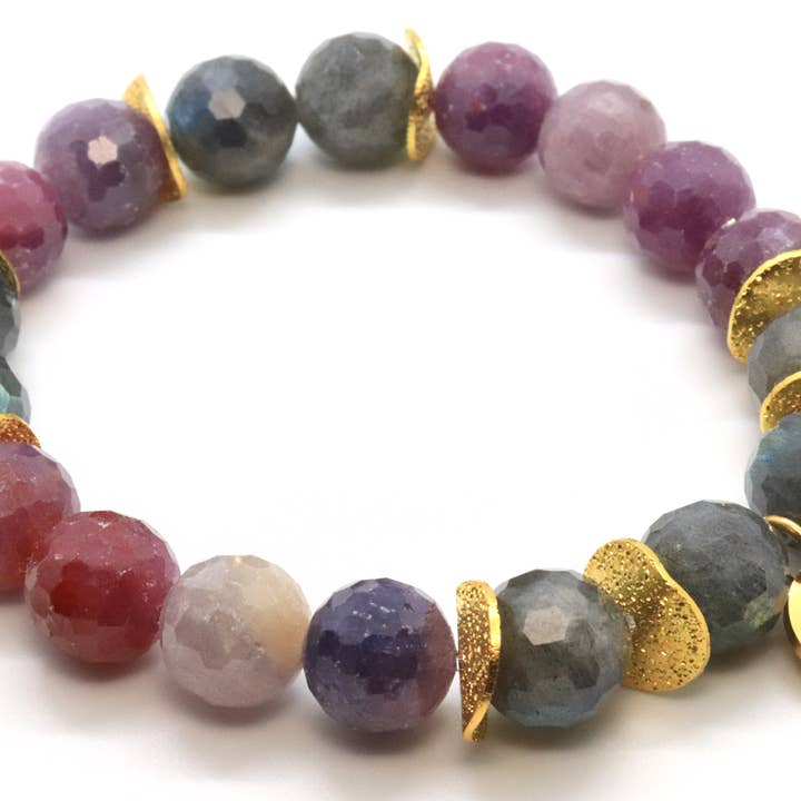 Royal Purple Ruby Gemstone Beaded Bracelet for wholesale by Jessica Santander