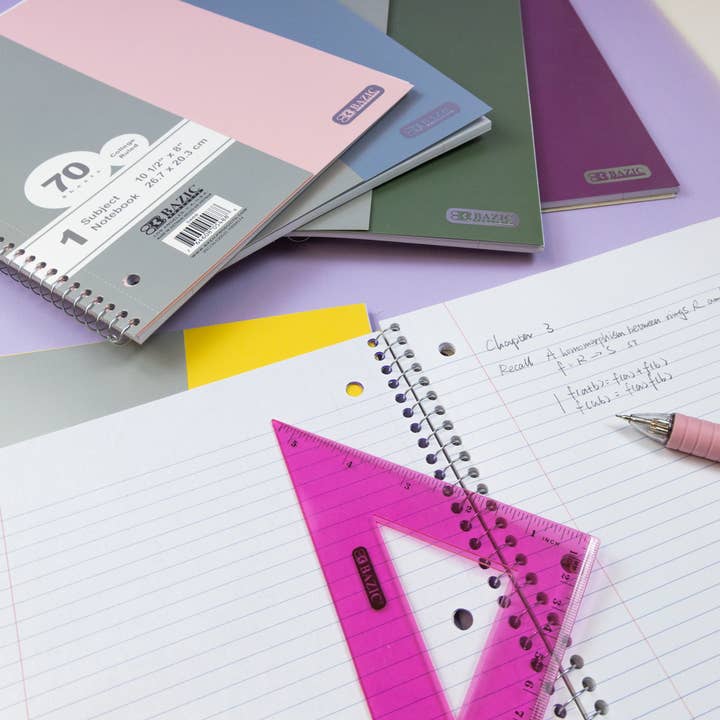 BAZIC Products - Wholesale Notebook - Notebook Spiral C/R 1-Subject Morandi Poly Cover 70 Ct.6