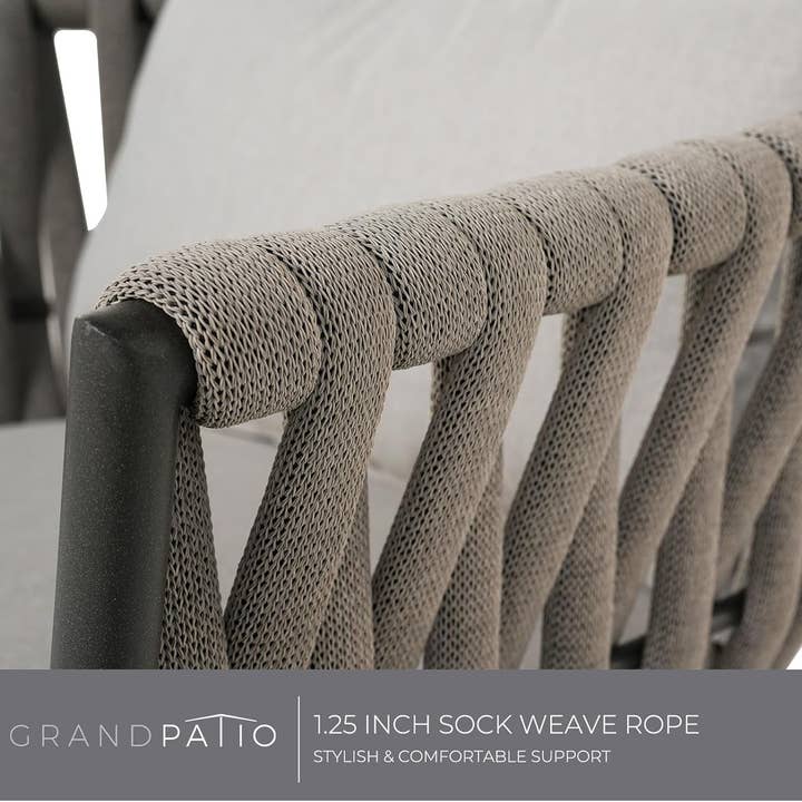 Outdoor Dining Chair Set of 3 Swivel Rope Armchairs Gray for wholesale on Faire4