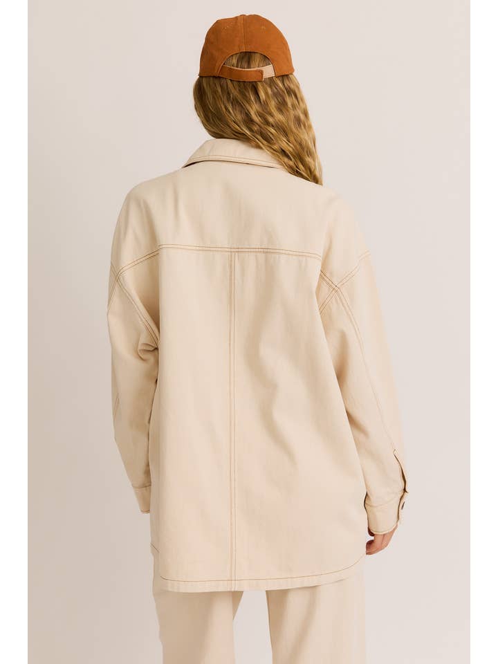 CREAM CONTRAST STITCH DETAIL OVERSIZED TWILL JACKET
for wholesale on Faire