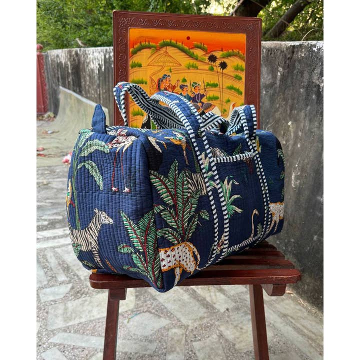 Bhawana Handicrafts – Saco de viagem - Mulher por atacado – Mala de viagem com estampa selva sacos de noite grandes sacos acolchoados 5