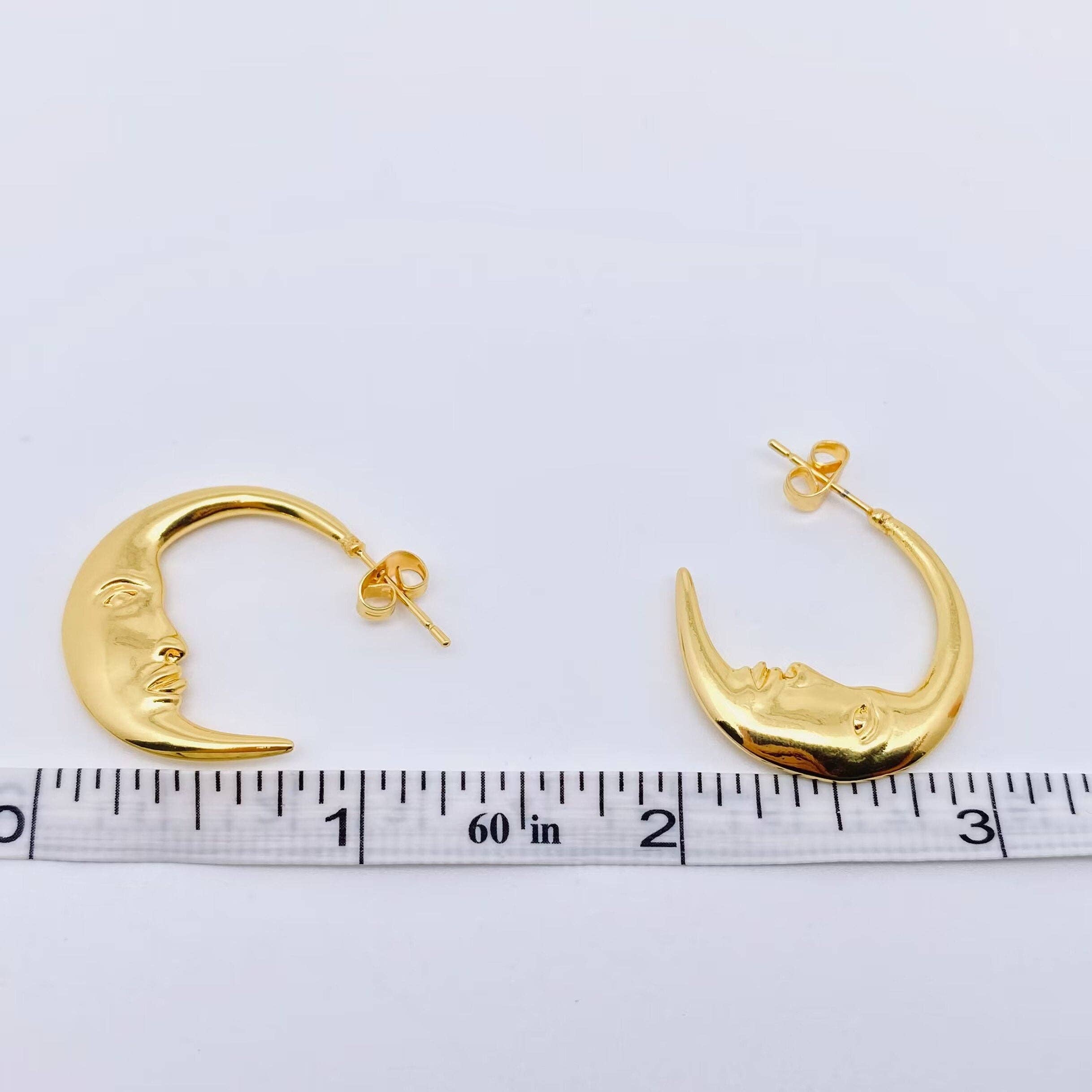 Mio Queena - Wholesale Hoop Earrings - Mysterious Moon Face Design Gold Plated Hoop Earrings - MS3