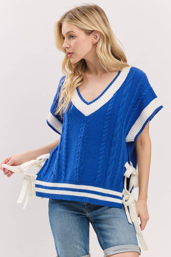 Sewn and Seen - Wholesale Sweater Vest - Women's - Cable Knit Varsity Sweater Vest26