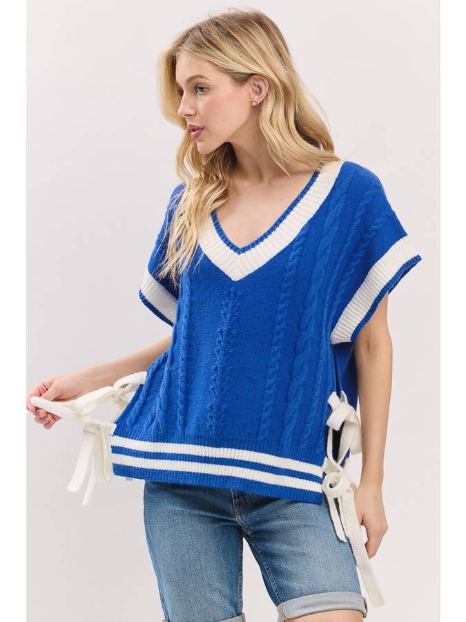 Sewn and Seen - Wholesale Sweater Vest - Women's - Cable Knit Varsity Sweater Vest26