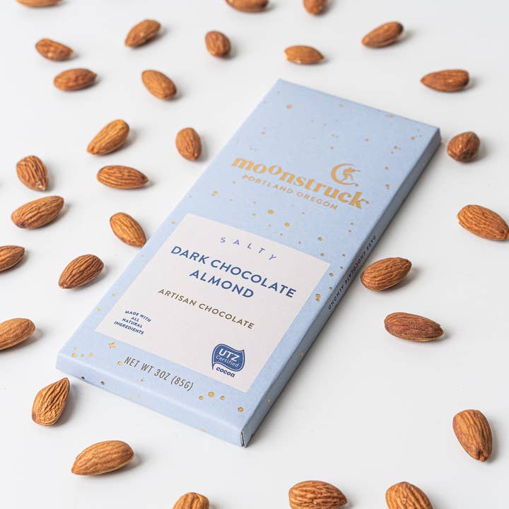 Moonstruck Chocolate Co - Wholesale Chocolate Bar - Salty Dark Sea Salt Almond Bar