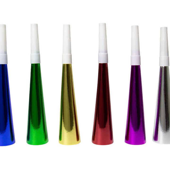 Multi Colors Multicolour Metallic Horns 19 cm - 6 pieces for wholesale on Faire