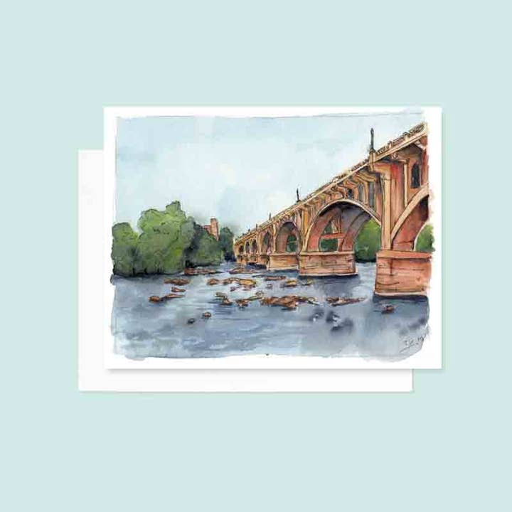 Gervais St. Bridge Greeting Card for wholesale by Grace Langdon Art