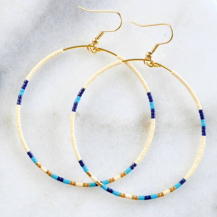 Libby & Smee - Wholesale Dangle Earrings - Large Gold Beaded Dangle Hoop Earrings24