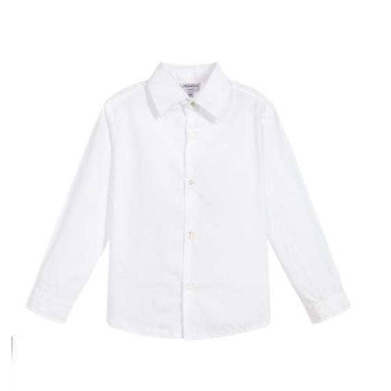 Witte popeline overhemd met conventionele kraag voor wholesale door Kidiwi handmade