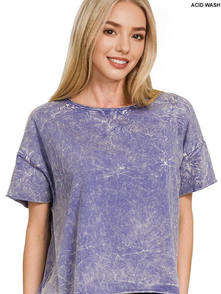 42POPS - Wholesale Knit Top - Women's - `.Washed Crew Neck Crop TShirt25