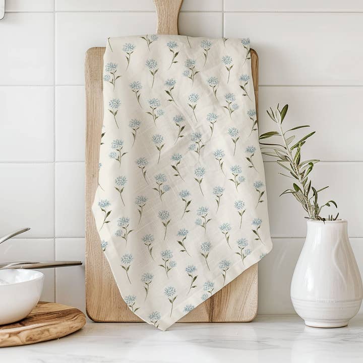 Aire Floral 100% Soft Cotton Tea Towel with Hang Loop for wholesale by Beth Schneider Designs, LLC