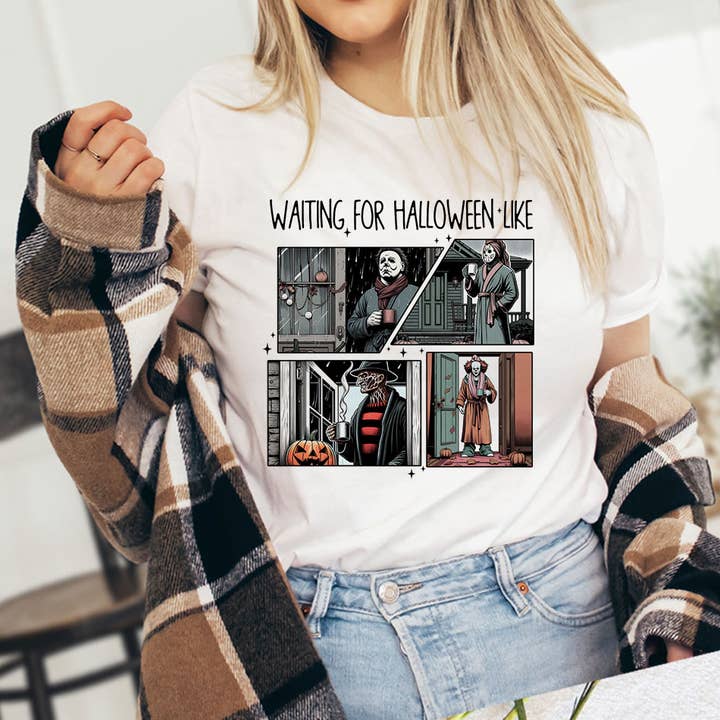 Venter på Halloween-lignende - Gyserfilm Grafisk T-shirt for engroshandel hos House Of Rodan