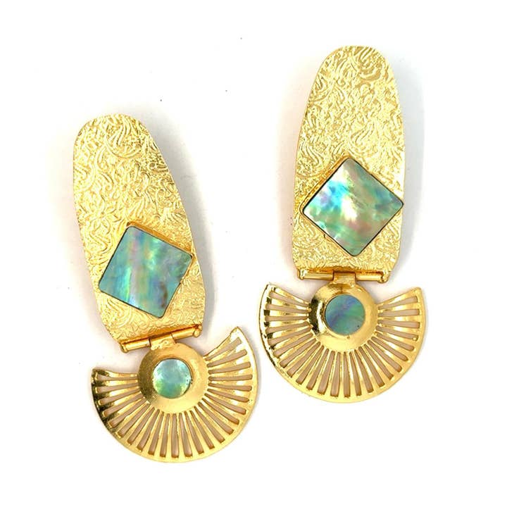 Cleo (Abalone Shell) Statement Earrings for wholesale by Gemajesty Jewellery