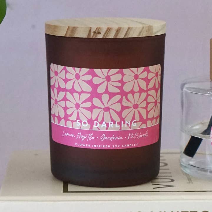 Lemon Myrtle, Gardenia and Patchouli candle for wholesale by So Darling