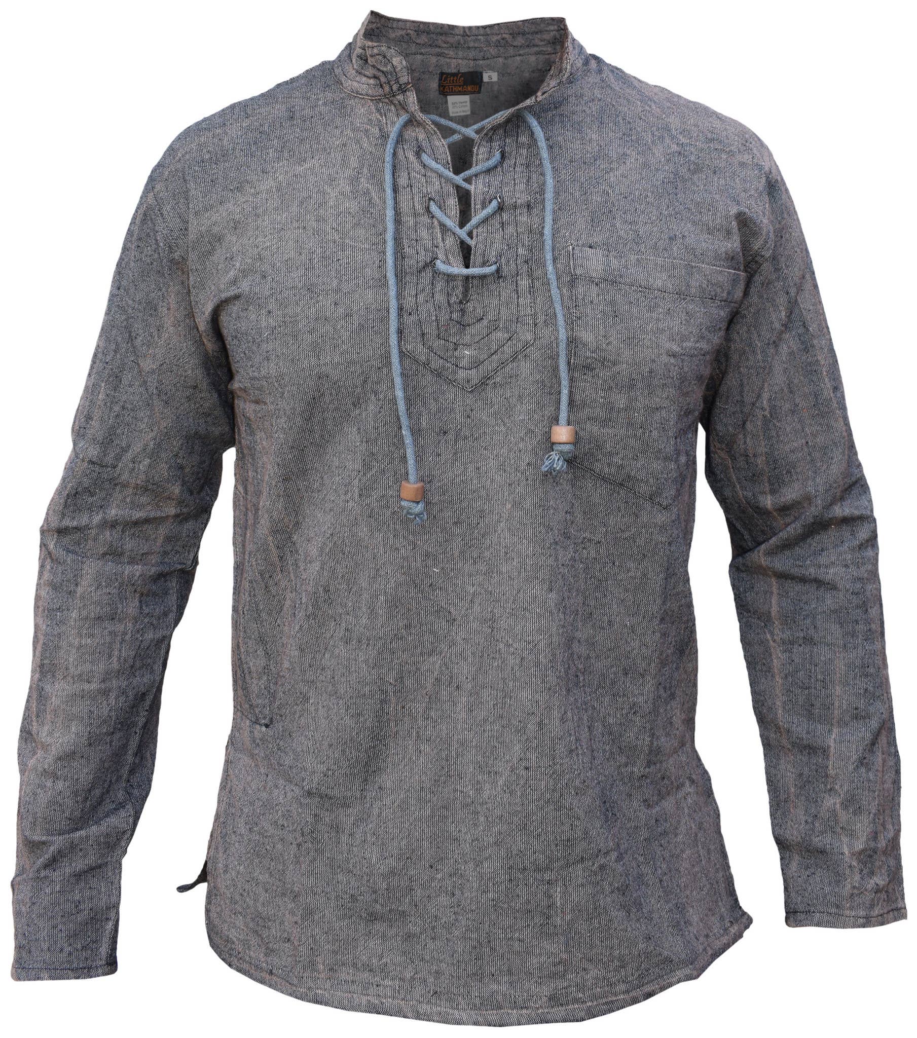 Gheri - Wholesale T-Shirt - Men's - Lace Up Hemp Cotton Viking Tunic Grandad Shirt6