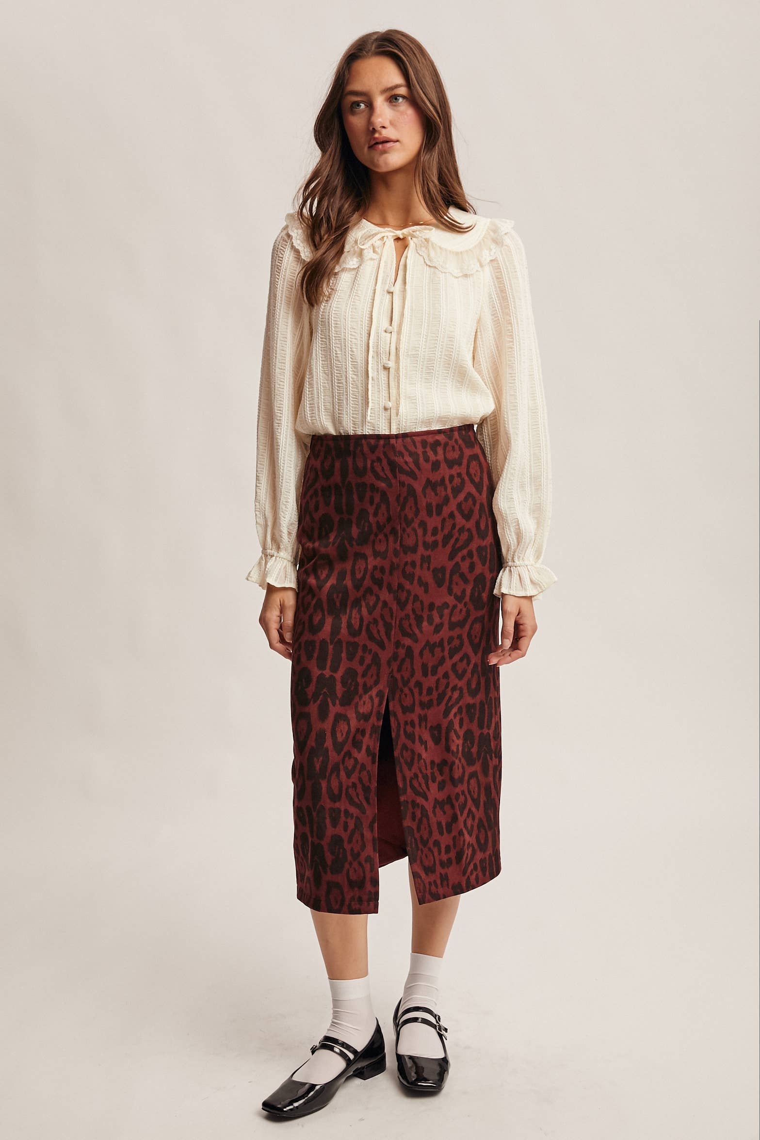 Forte - Wholesale Blouse - Women's - Embroidered Collar Textured Blouse FT0011 24