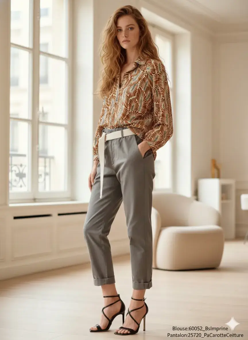 Mimi & Gogo - Wholesale Button Down Shirt - Women's - Printed Blouse @60052_BsImprime8