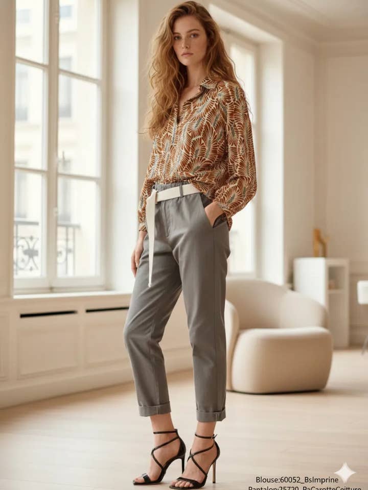 Mimi & Gogo - Wholesale Button Down Shirt - Women's - Printed Blouse @60052_BsImprime8