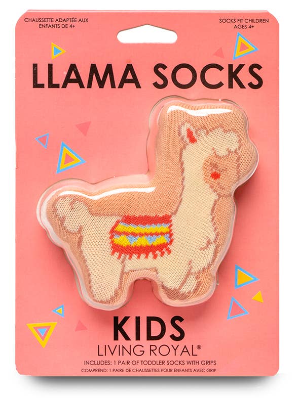 Living Royal - Wholesale Socks - Kids - 3D Packaged Crew Socks - Kids - "Llama Love" - Beige