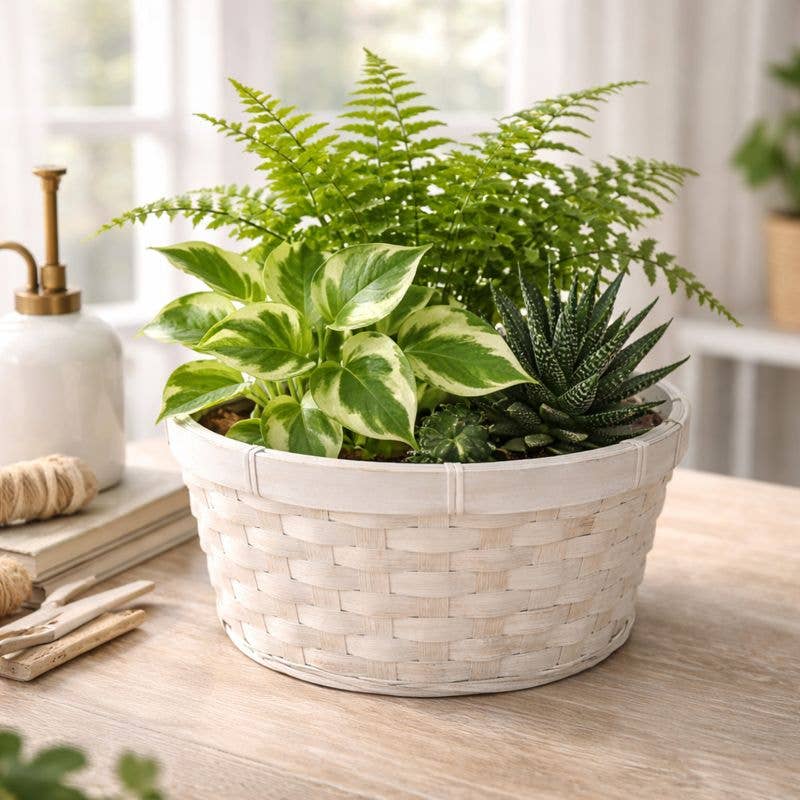 SWS BASKETS AND HOME DECOR - Vendita all'ingrosso Vasi per piante - Cestino rotondo in bambù con rivestimento, 10,5”6