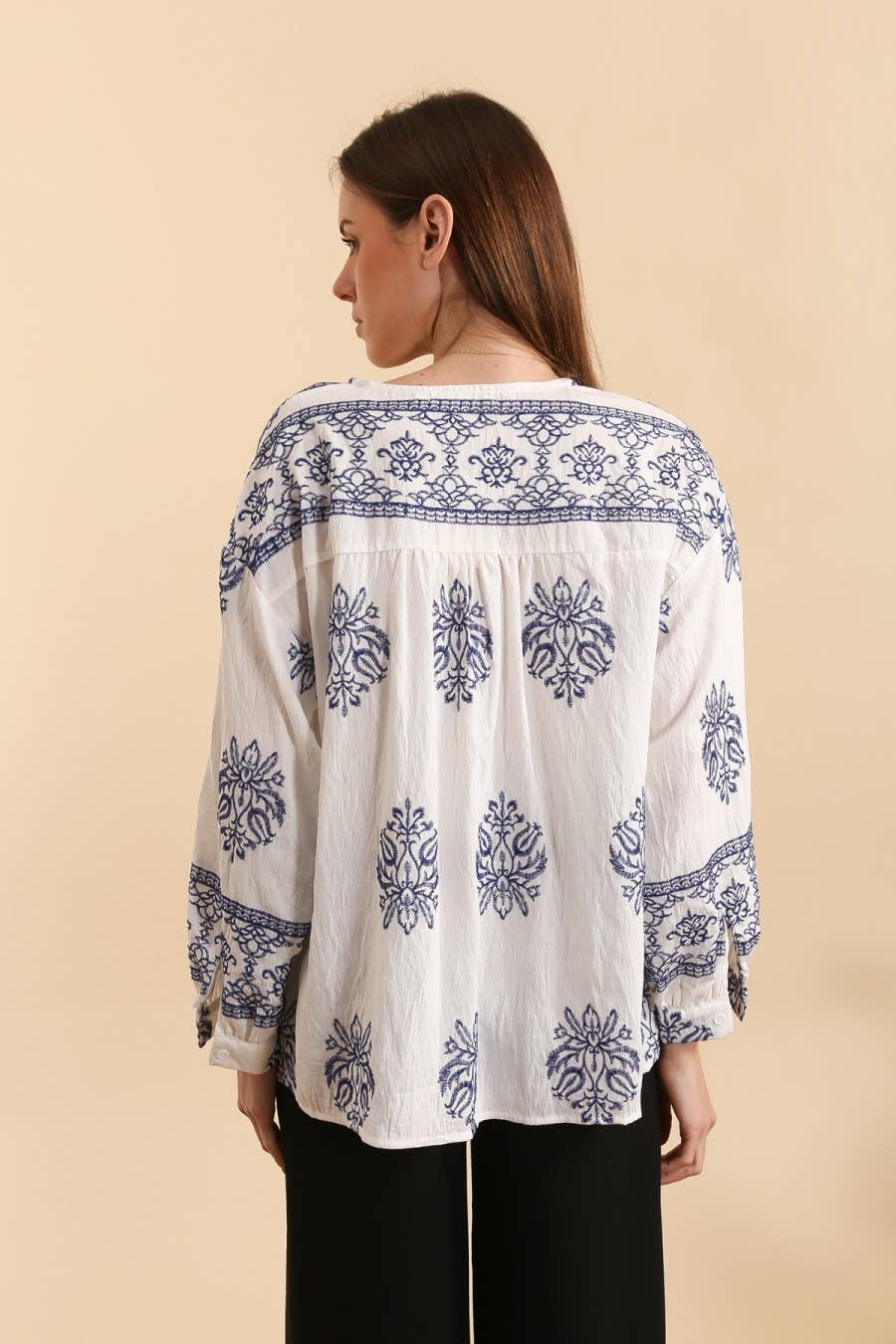 DIX-ONZE - Wholesale Blouse - Women's - Embroidered Blouse with Tunisian Collar – Bohemian Charm3