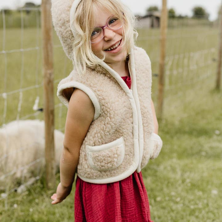 Moonrise - Wholesale Vest - Kinderen - Kids Vest Wool Camel Hooded - Zipper3