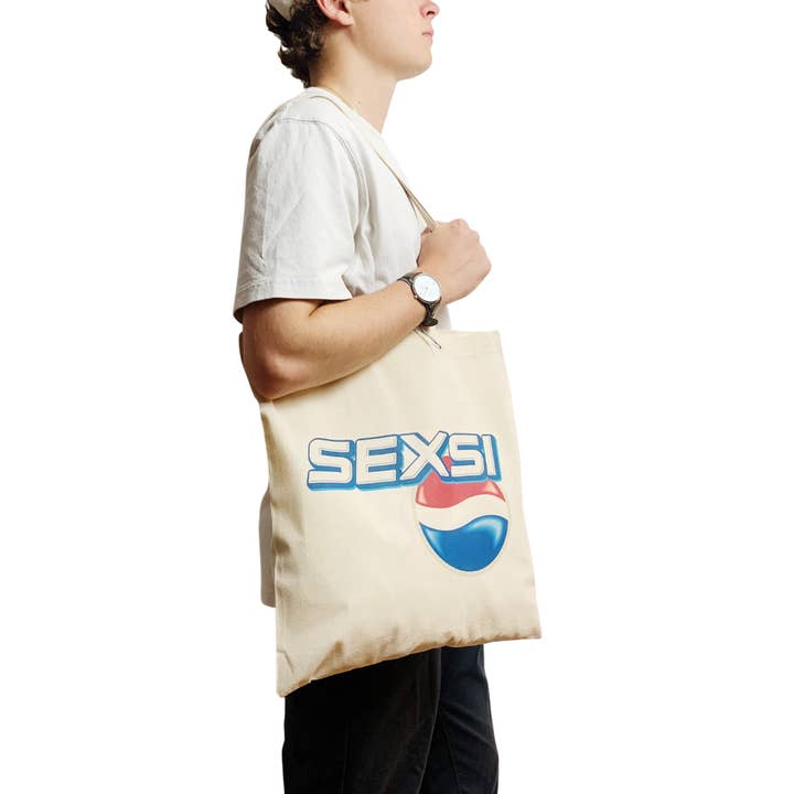 ZZZEBRAAA LIMITED - Wholesale Tote Bag - Unisex - Sexsi Funny Meme White Tote Bag Parody Logo Gift